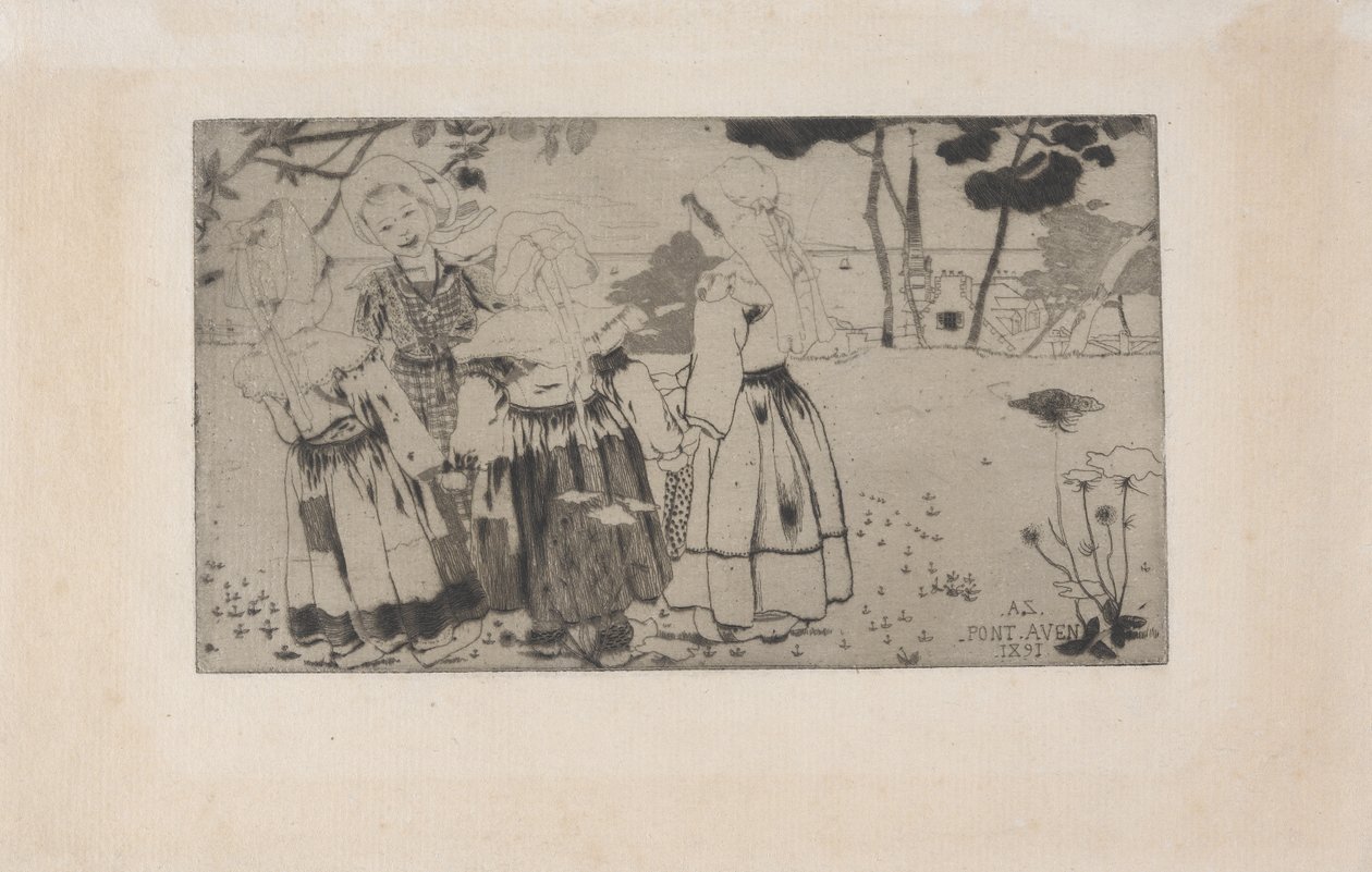 La Ronde de Pont-Aven (Dansen ved Pont-Aven) 1891 (ætsning, akvatint og tørnål) af Armand Séguin
