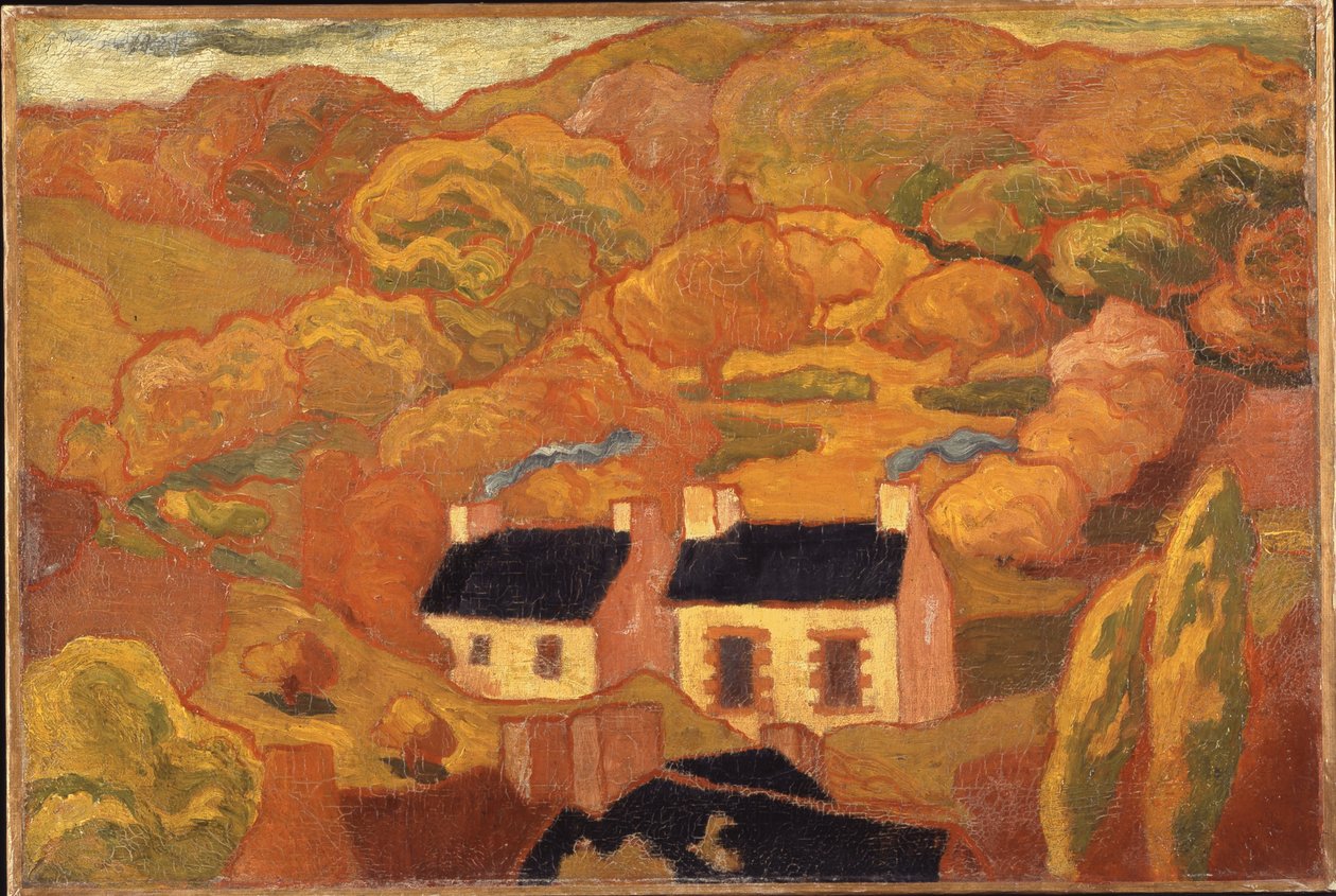 To stråtækte hytter (Les deux chaumieres) ca. 1893-94 (olie på lærred) af Armand Séguin