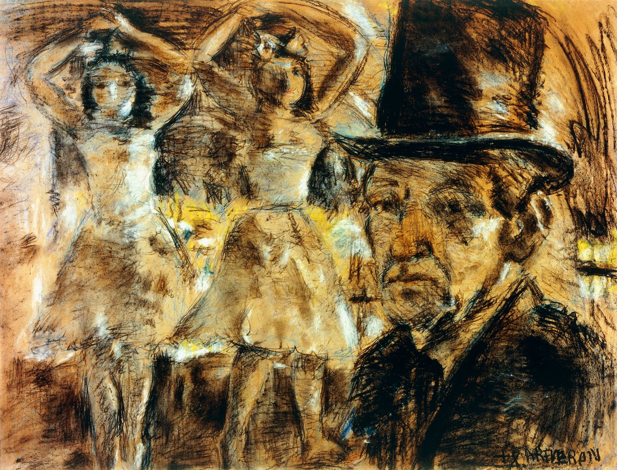 Self-portrait with Dolls (kul, pastel og hvidt kridt på papir) af Armando Reverón