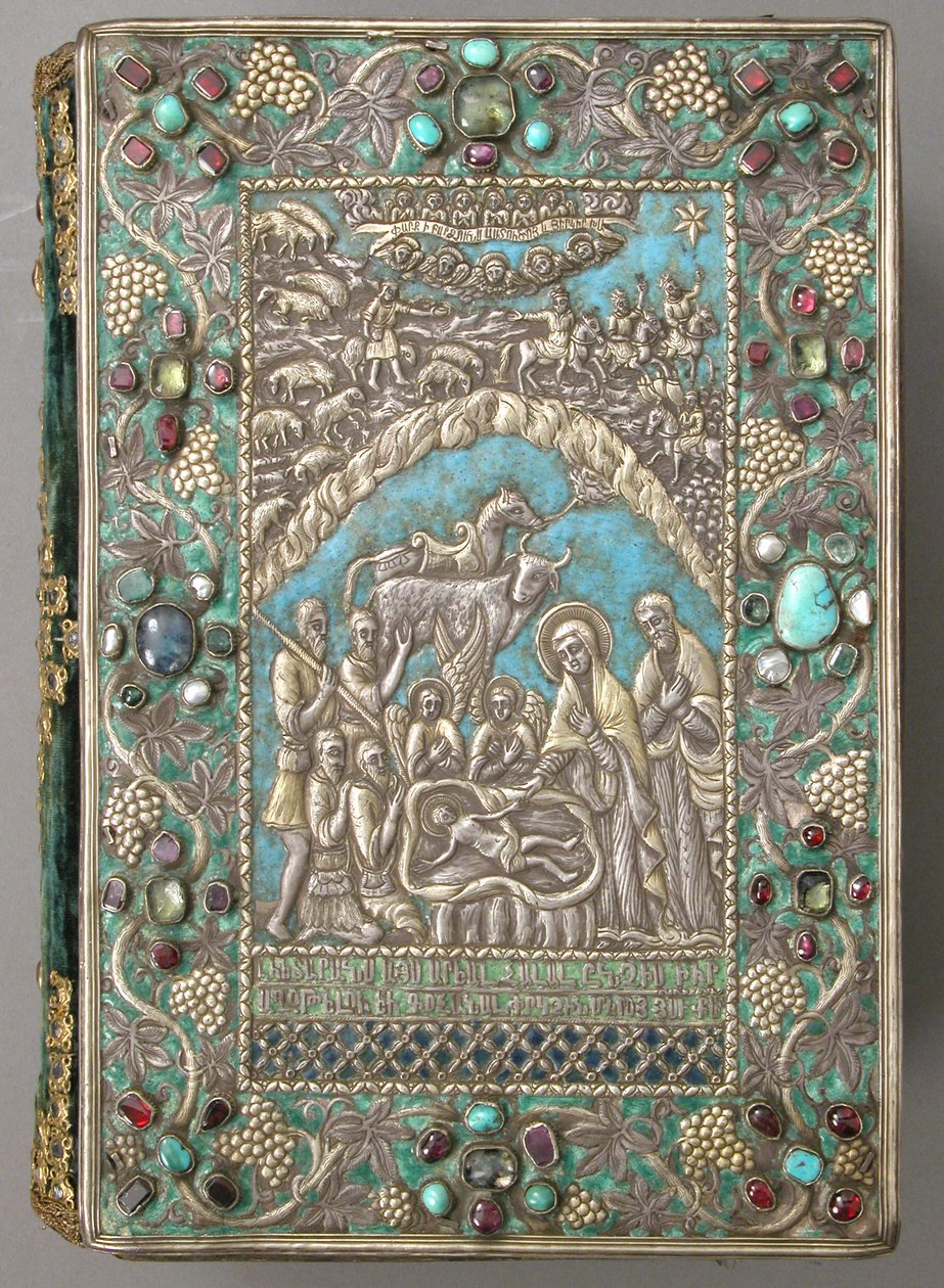 Gospel med sølvomslag, 1691 (sølv, forgyldt, juveler, emalje) af Armenian School