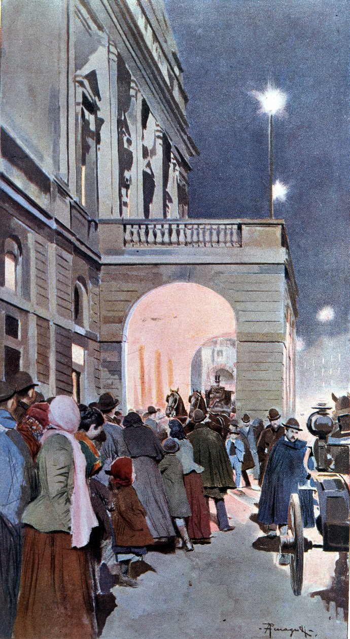 De nysgerrige foran Teatro alla Scala af Arnaldo Ferraguti
