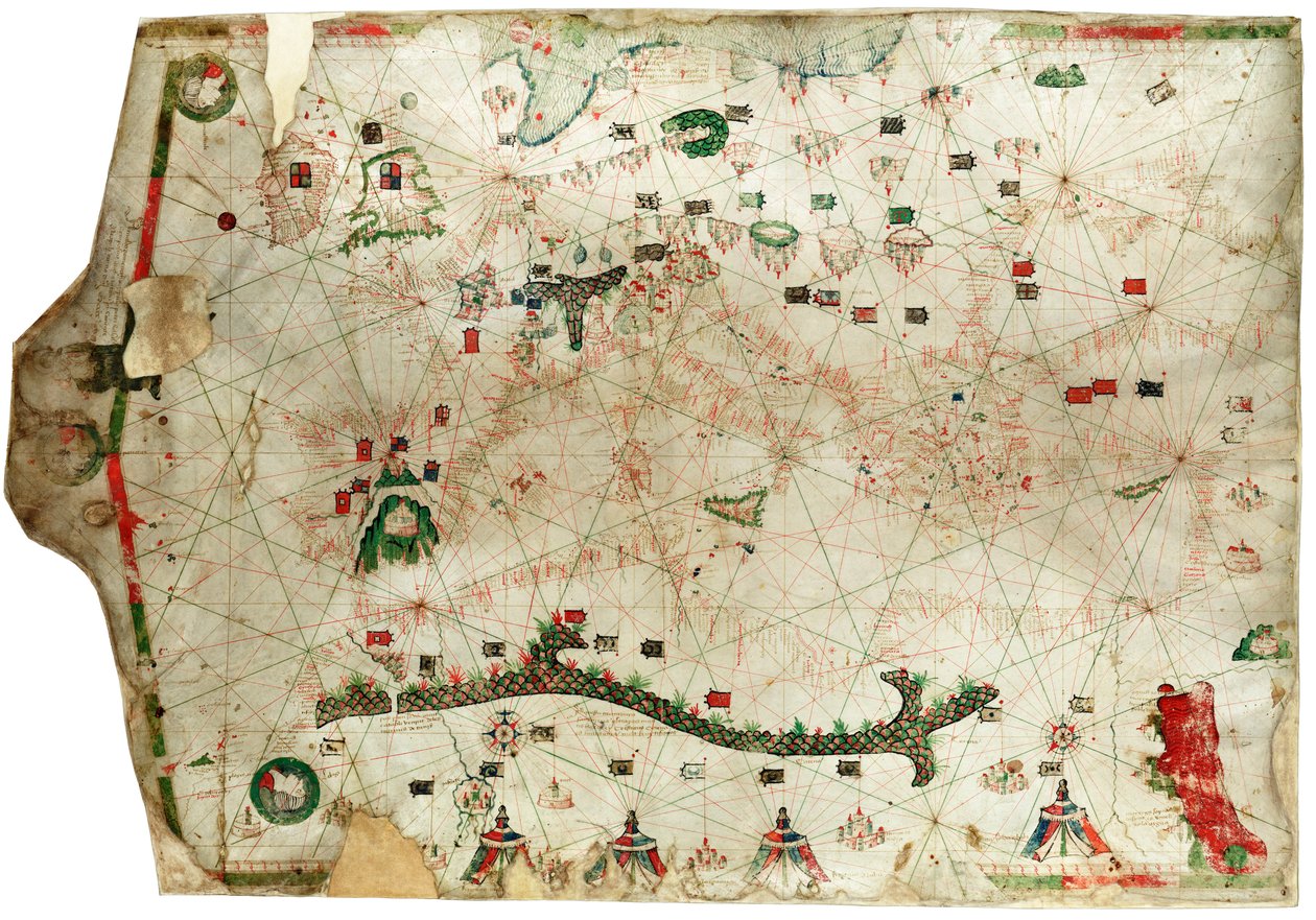 Et middelhavskort, der viser det nordøstlige Atlanterhav af Arnaldus Domenech
