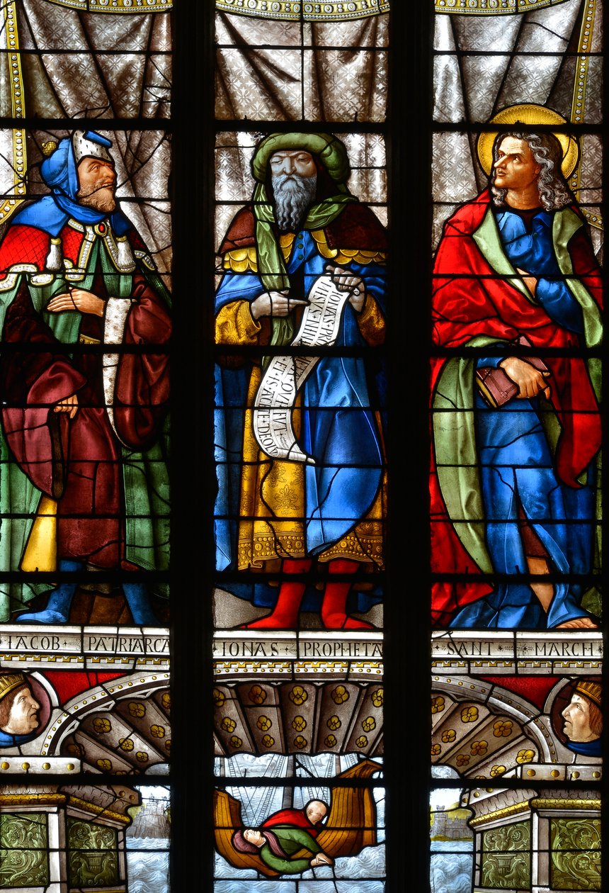 Jacob, Jonas og Sankt Markus - Glasmaleri i kapellet i Saint Anne, Arnaud de Moles (1470-1520) færdiggjort i 1513 - Cathedrale Sainte Marie d