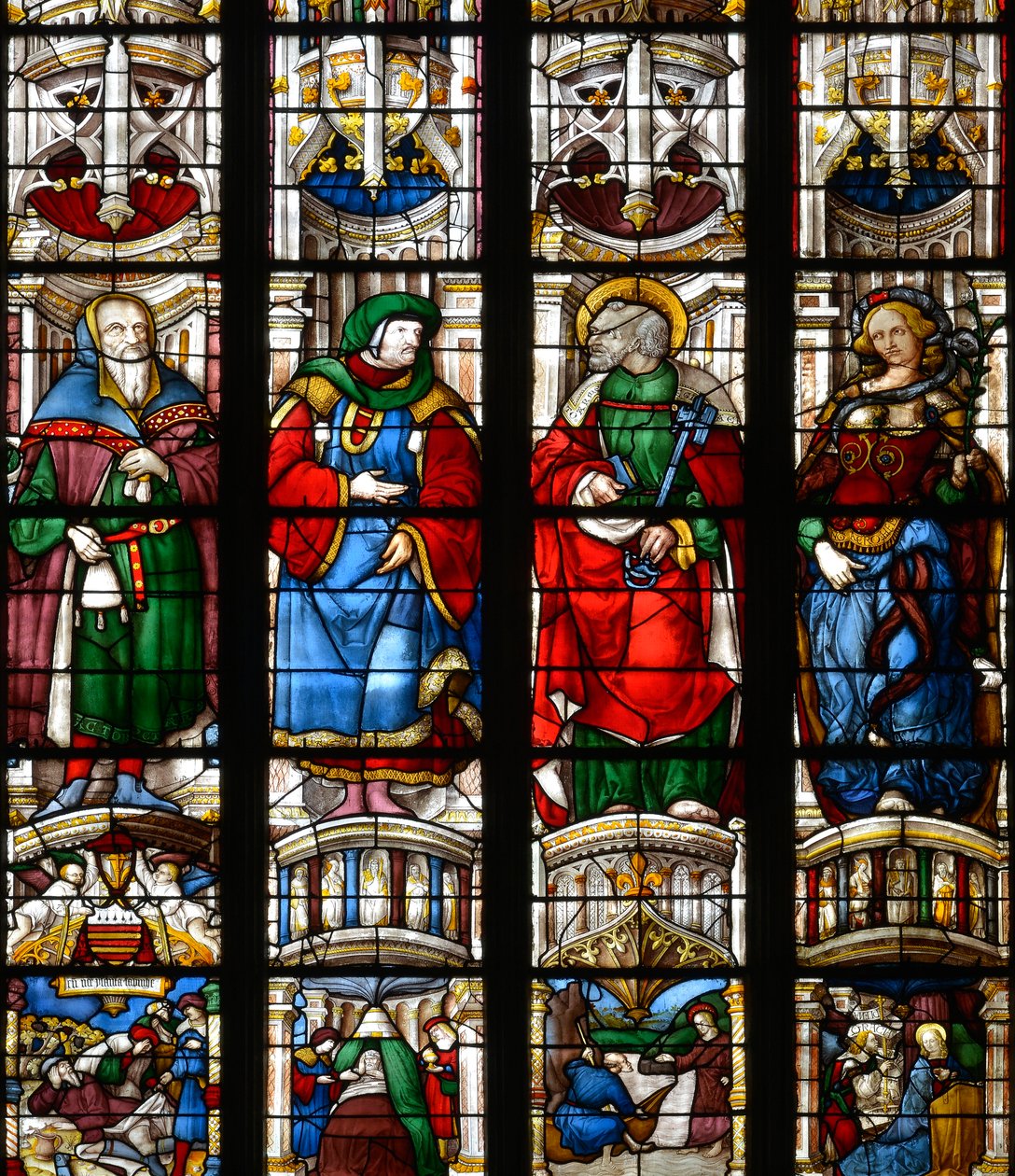 Noe, Ezechiel, Sankt Peter, Erythrees sibylle - Glasmaleri i kapellet i Marias Hellige Hjerte, af Arnaud de Moles (1470-1520) færdiggjort i 1513 - Cathedrale Sainte Marie d