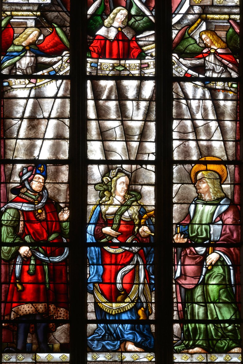 Profeten Daniel, Sibylle Cimmerienne og Saint Matthew the Evangelist - Glasmosaik af kapellet Saint Louis, Arnaud de Moles (1470-1520) færdiggjort i 1513 - Cathedrale Sainte Marie d