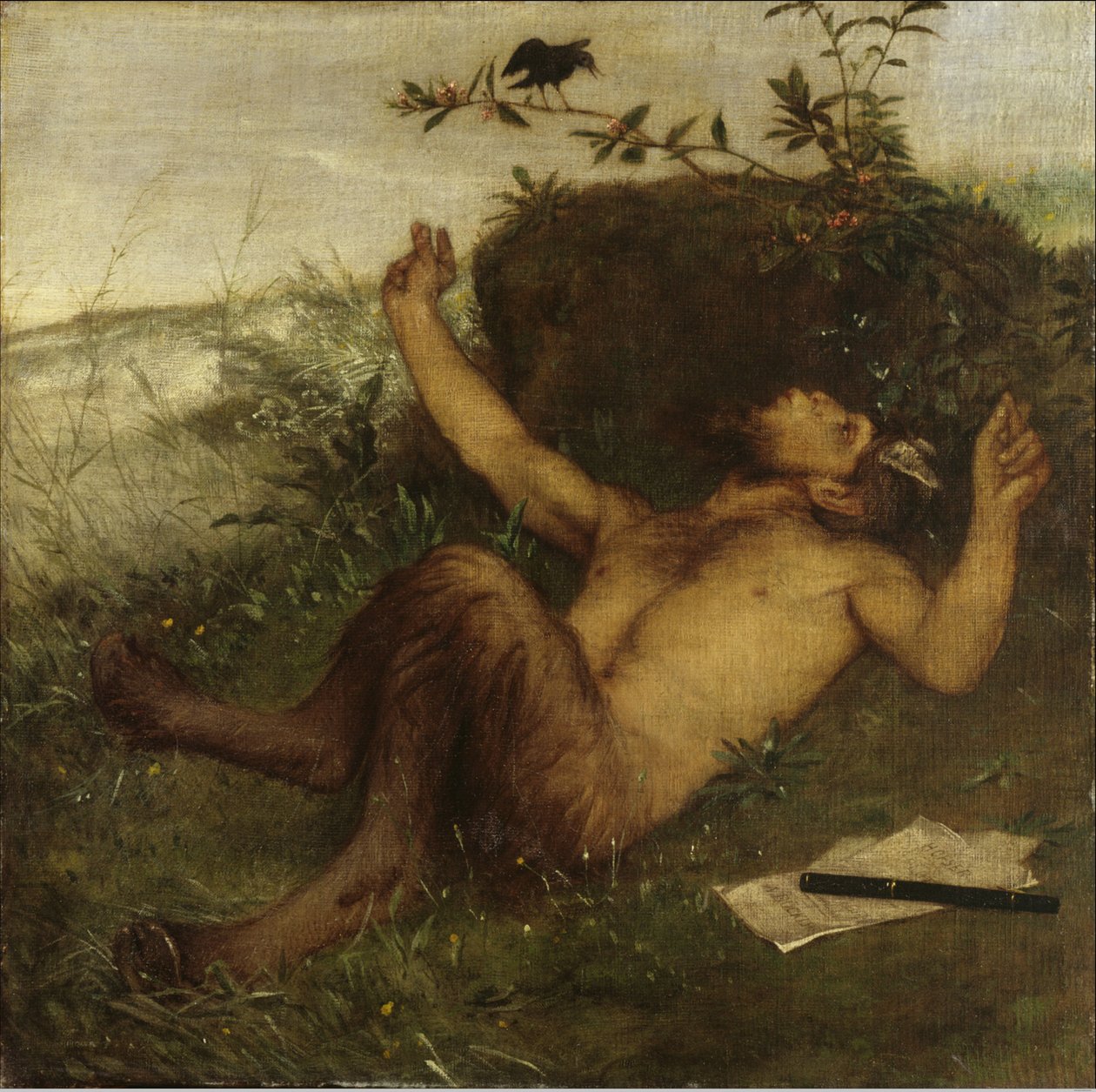 Faun fløjter til en solsort af Arnold Böcklin
