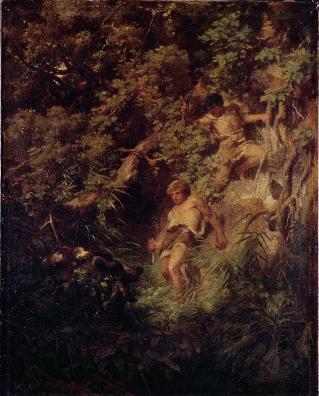 Germanske stammer på en vildsvinjagt af Arnold Böcklin