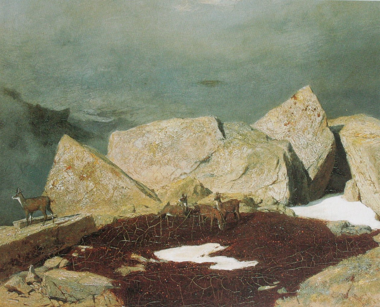 Høje bjerge med vaskeskind af Arnold Böcklin