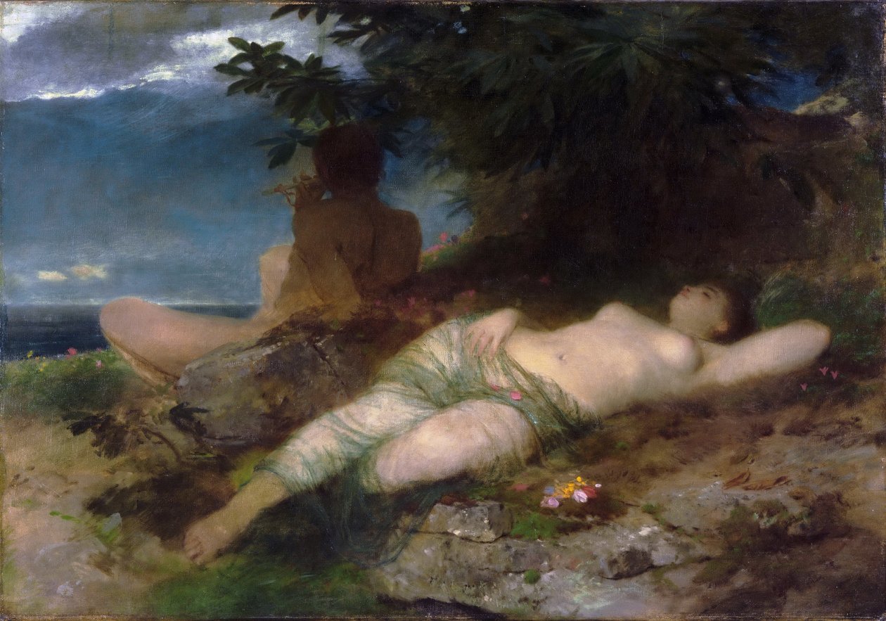 Nymfe og satyr af Arnold Böcklin