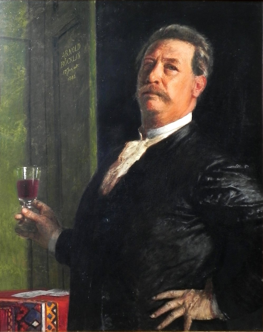 Selvportræt med vinglas af Arnold Böcklin