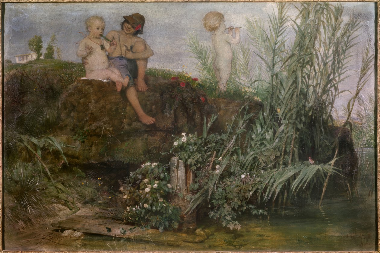 Børn udskærer majpiber af Arnold Böcklin