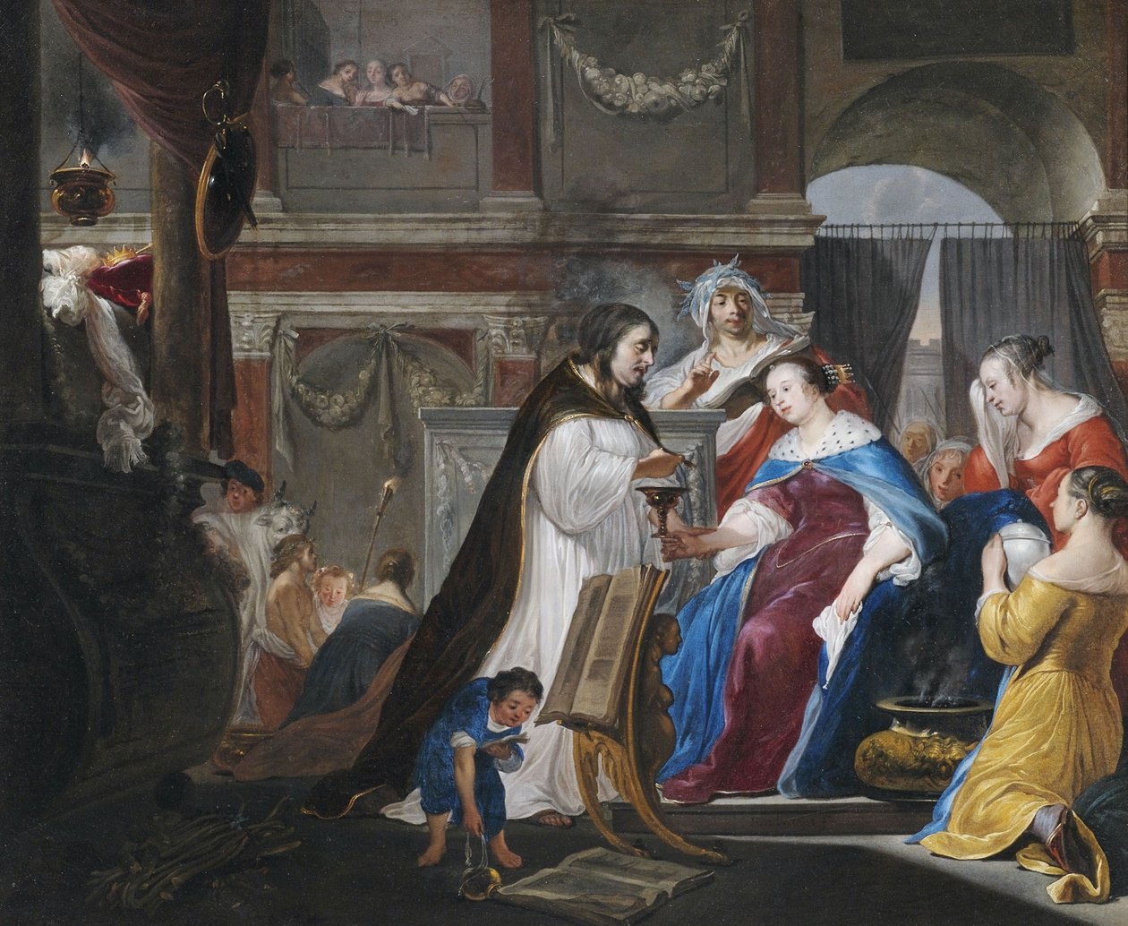 Dronning Artemisias begravelsestjeneste for kong Mausolus af Arnold Houbraken