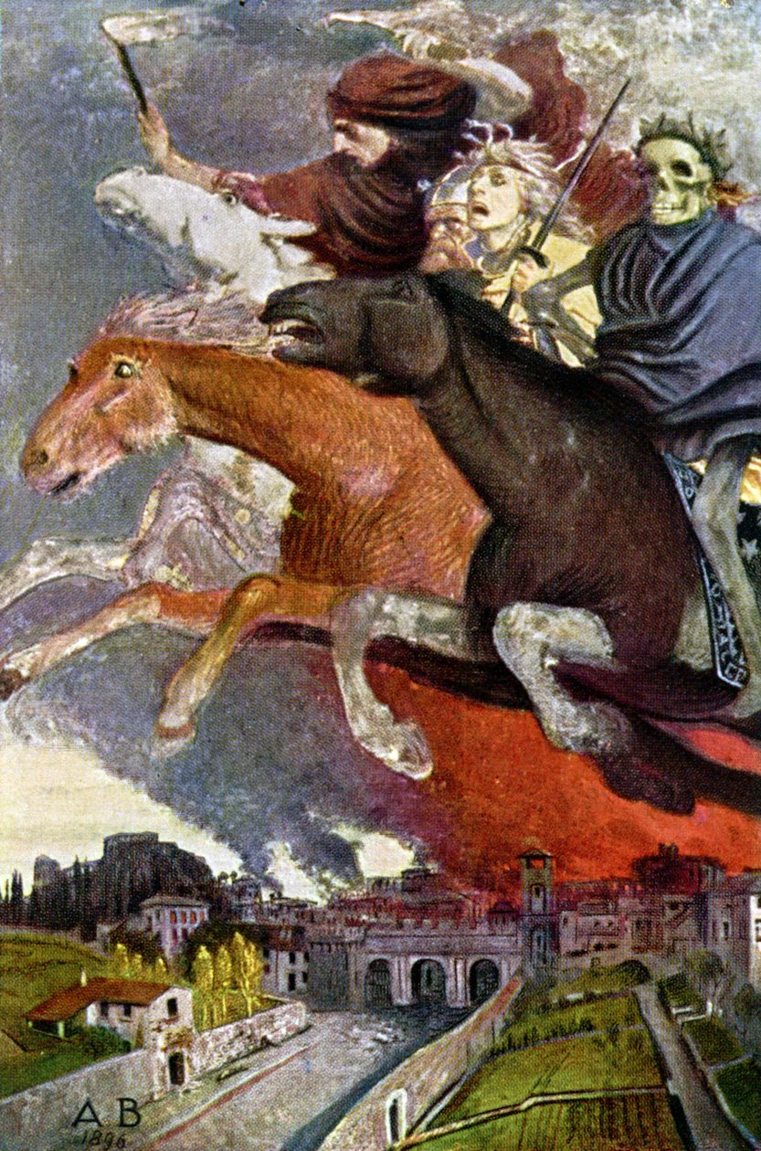 Allegori af krigen, ca. 1910 (postkort) af Arnold Böcklin