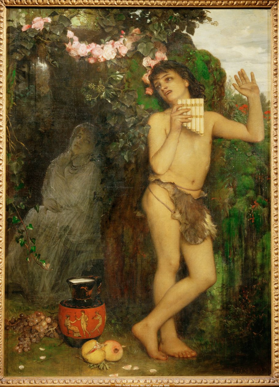 Die Klage des Schaefers - Hyrdens klage ... (maleri på lærred) af Arnold Böcklin