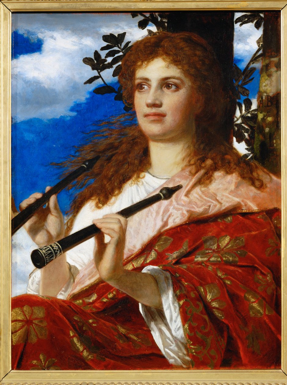 Die Muse des Anakreon - Anakreons muse ... (maleri på lærred) af Arnold Böcklin
