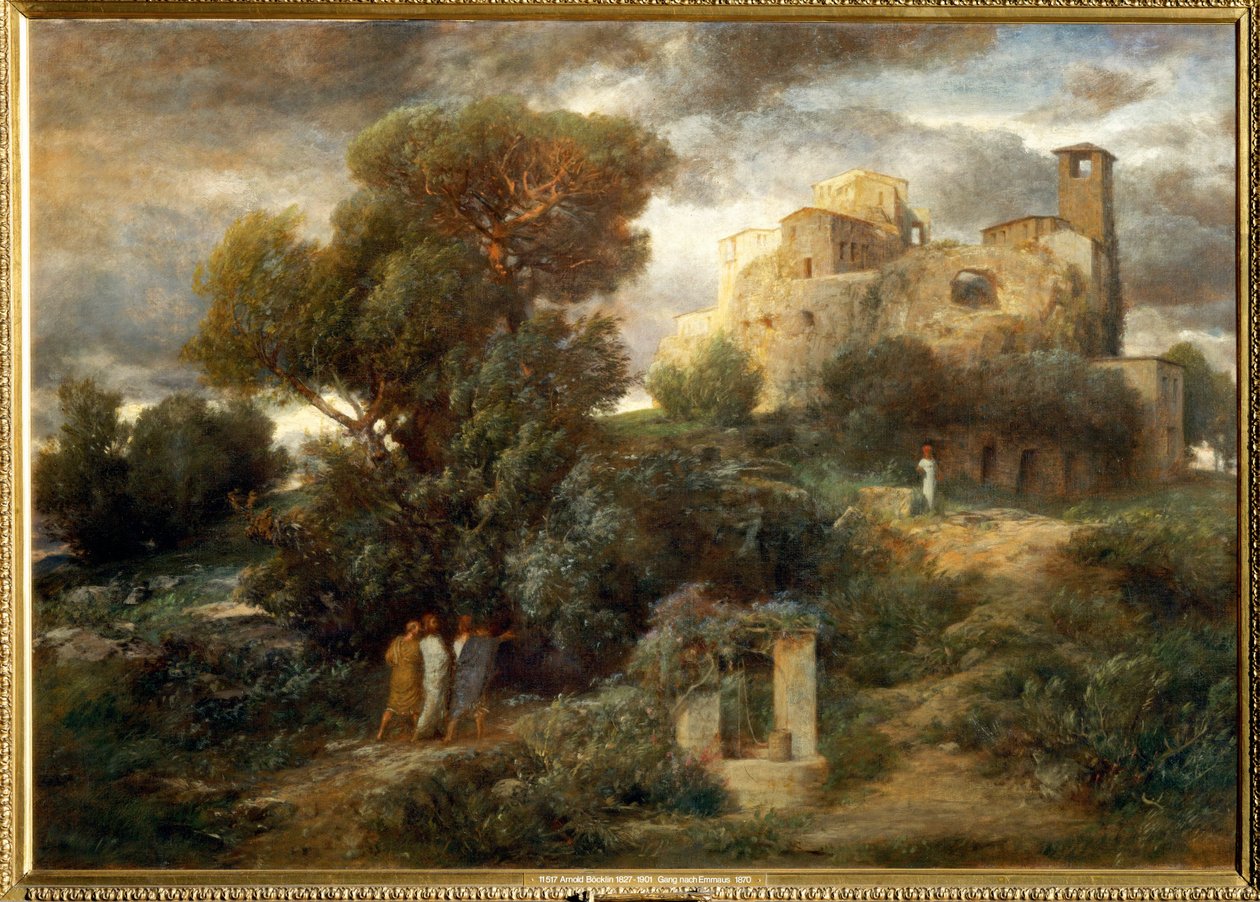 Die Pilger auf dem Weg nach Emmaus - Pilgrimme på vej til Emmaus ... (maleri på lærred) af Arnold Böcklin