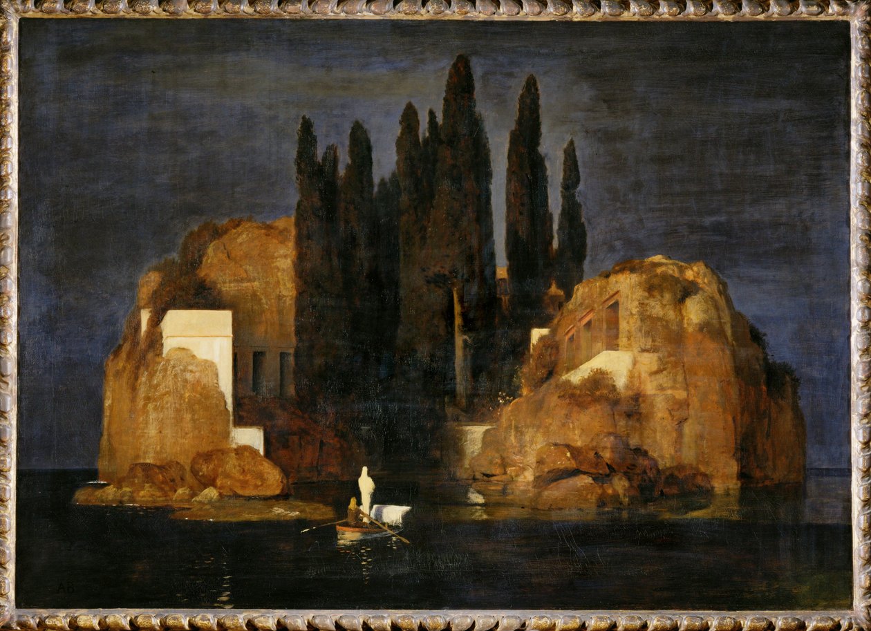 Die Toteninsel - De dødes ø ... (olie på lærred) af Arnold Böcklin