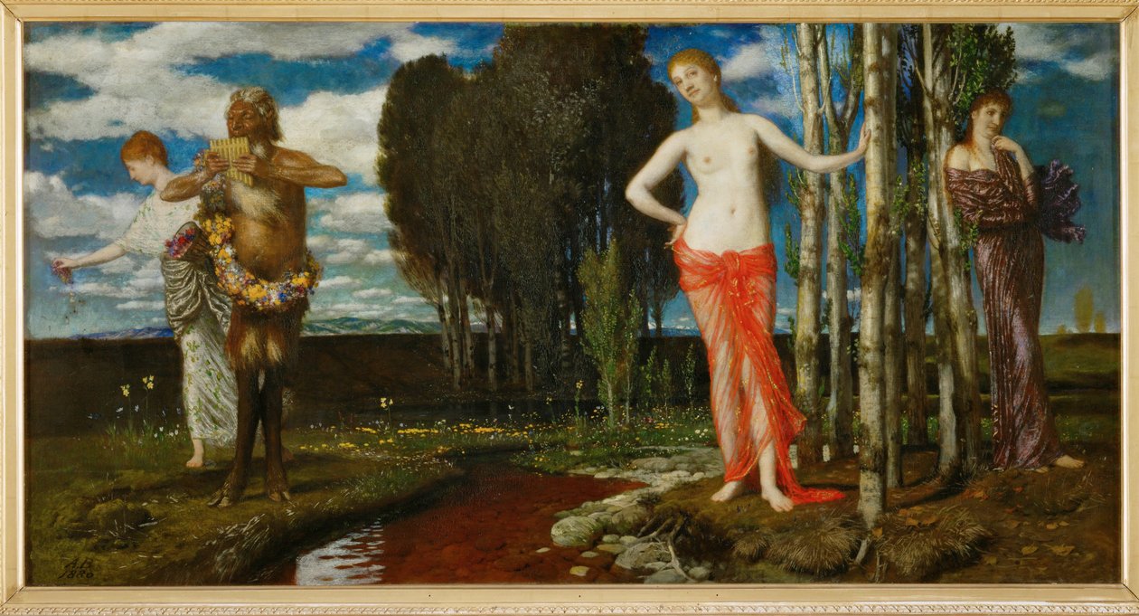 Fruehlingserwachen - Forårets opvågnen ... (maleri på lærred) af Arnold Böcklin
