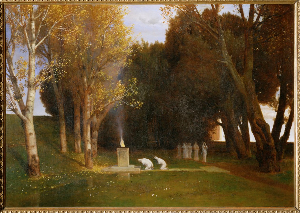 Heiliger Hain - Hellig lund ... (maleri på lærred) af Arnold Böcklin