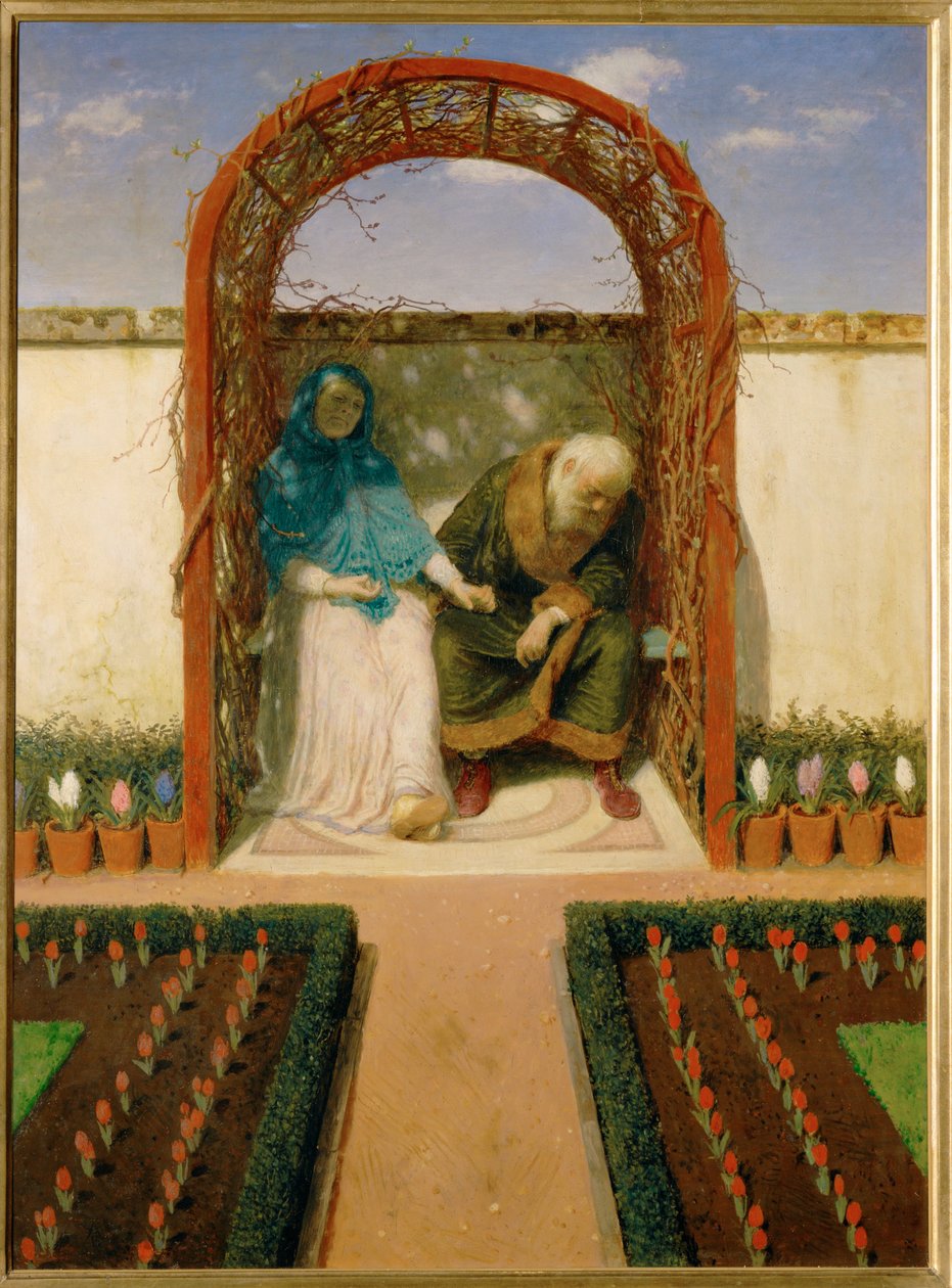 In der Gartenlaube - I løvhytten ... (maleri på lærred) af Arnold Böcklin