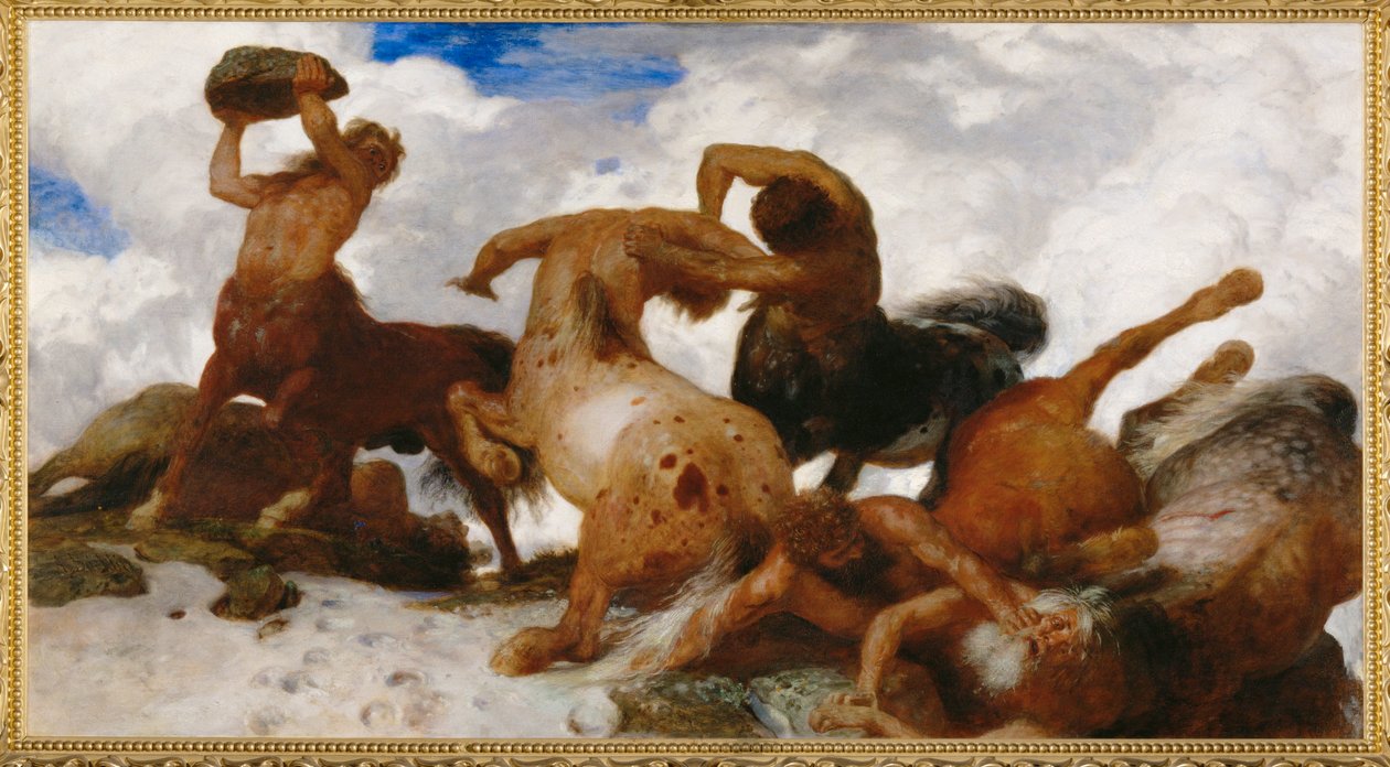 Kentaurenkampf - En kamp mellem kentaurer ... (maleri på lærred) af Arnold Böcklin