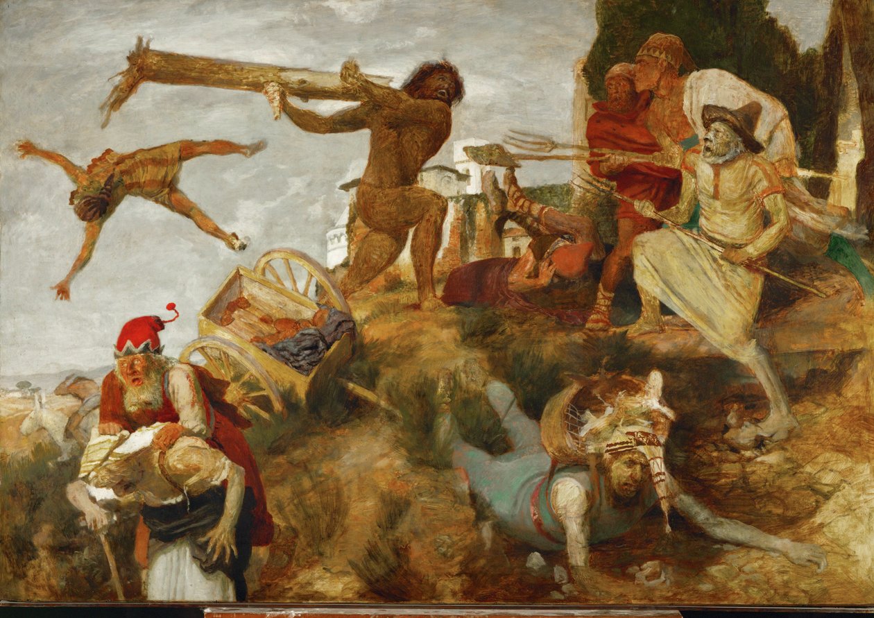 Orlandos kamp mod landevejsrøvere ... af Arnold Böcklin