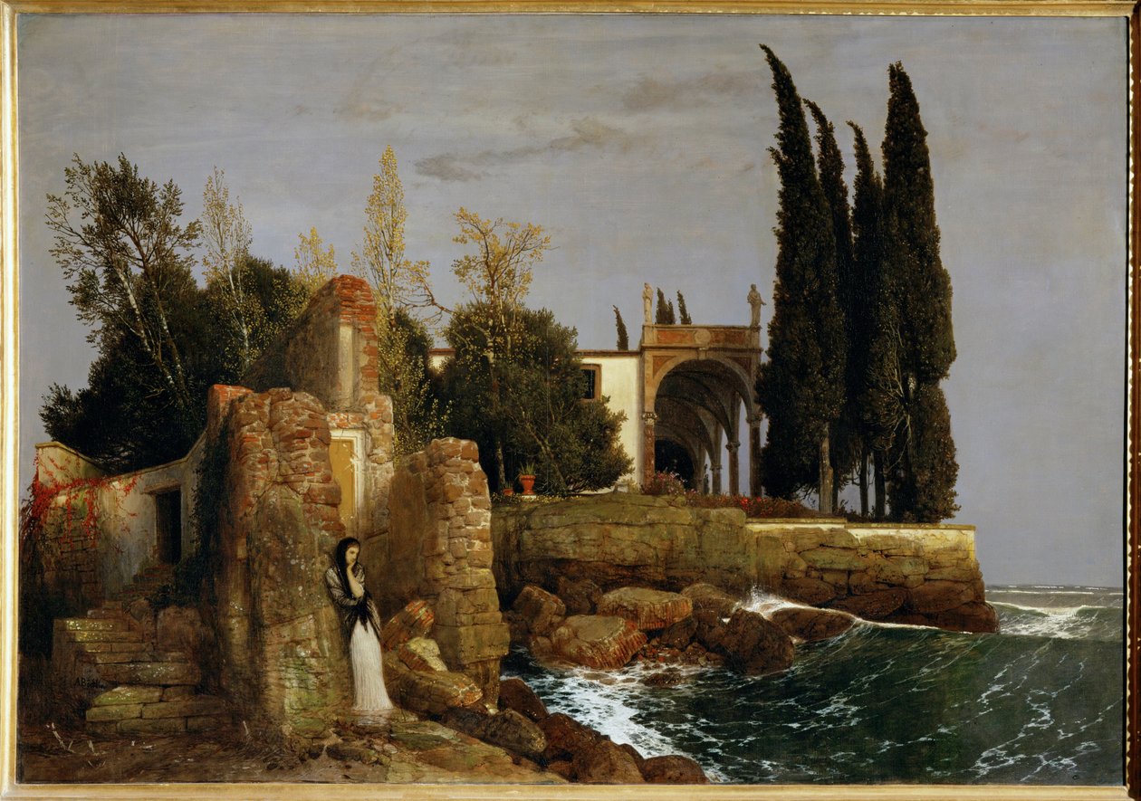 Villa ved kysten ... (maleri på lærred) af Arnold Böcklin
