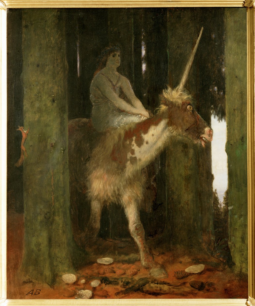 Waldesstille - Stilheden i skoven. ... (maleri på træ) af Arnold Böcklin