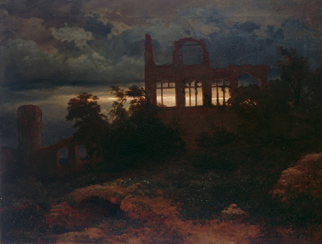 Ruiner mod en mørk himmel af Arnold Böcklin