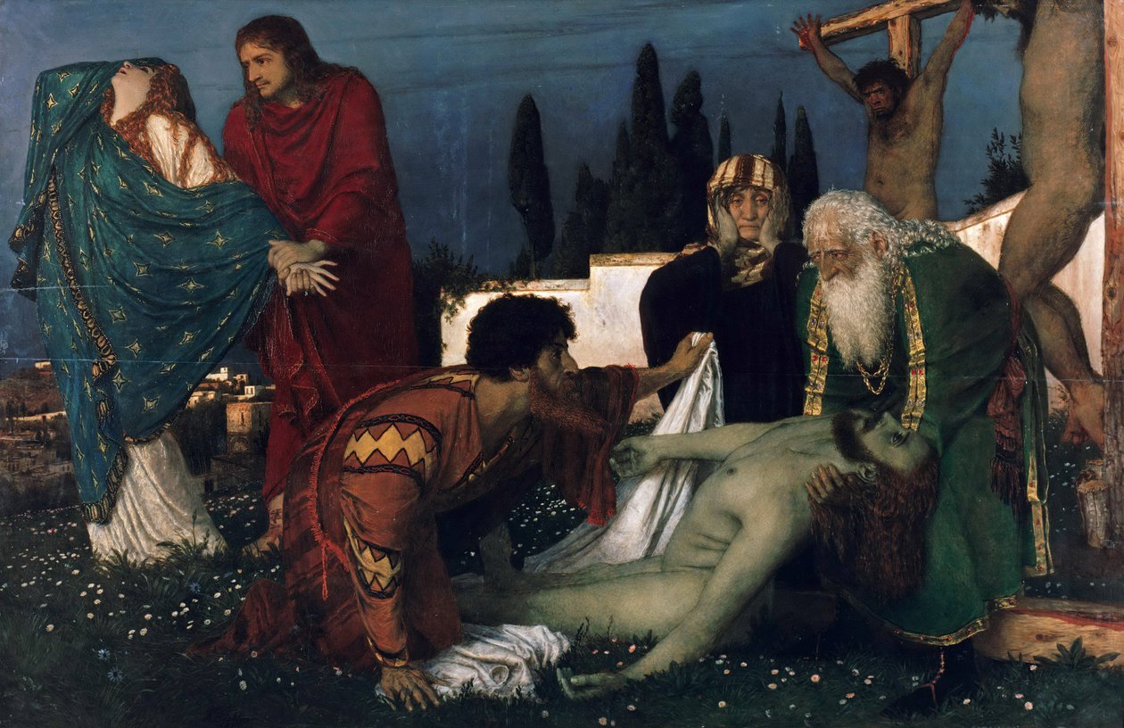 Tysk: Beweinung unter dem Kreuz Afleveringen






















" af Arnold Böcklin