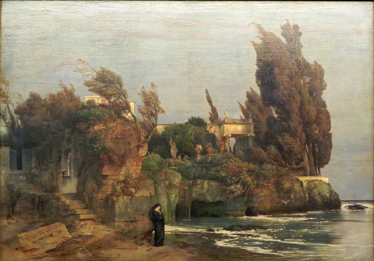 Tysk: Villa am Meer II Villa ved havet, version II af Arnold Böcklin