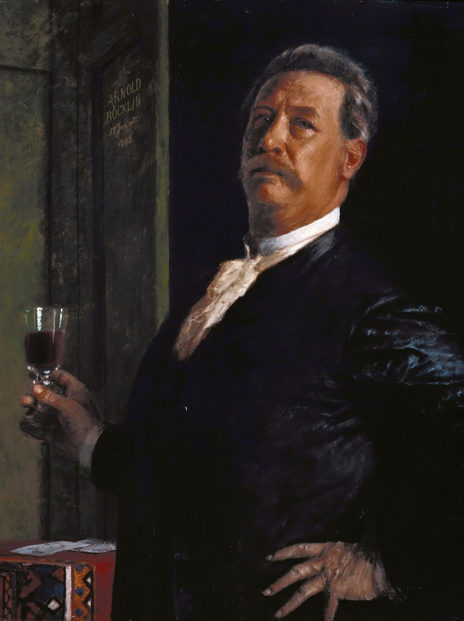 Selvportræt med vinglasset, 1885. af Arnold Böcklin