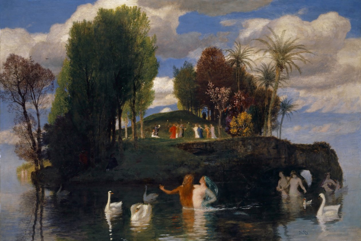 The Island of the Living, 1888 (olie på mahognitræ) af Arnold Böcklin