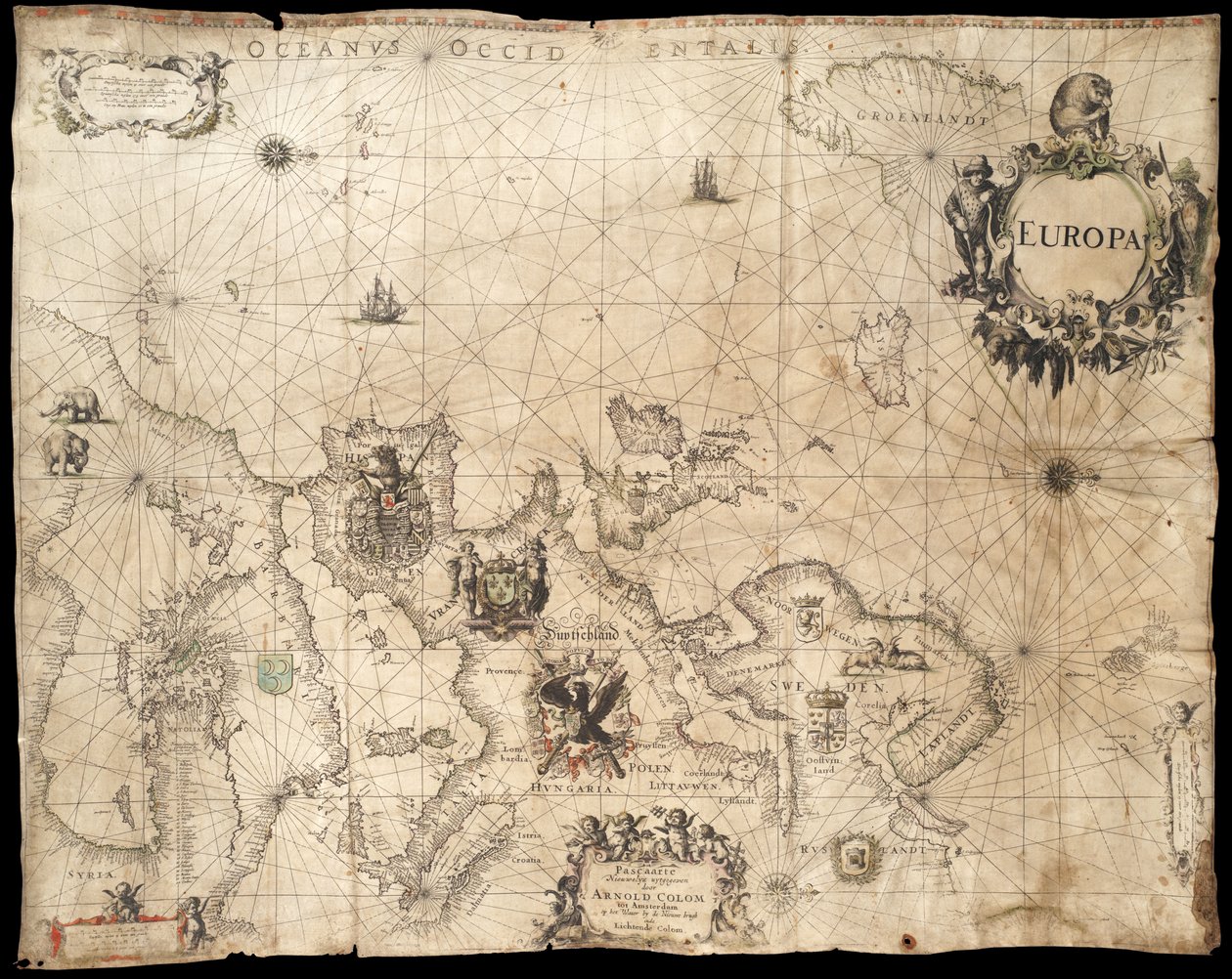 Europa; Pascaarte de Arnold Colom (1660) af Arnold Colom