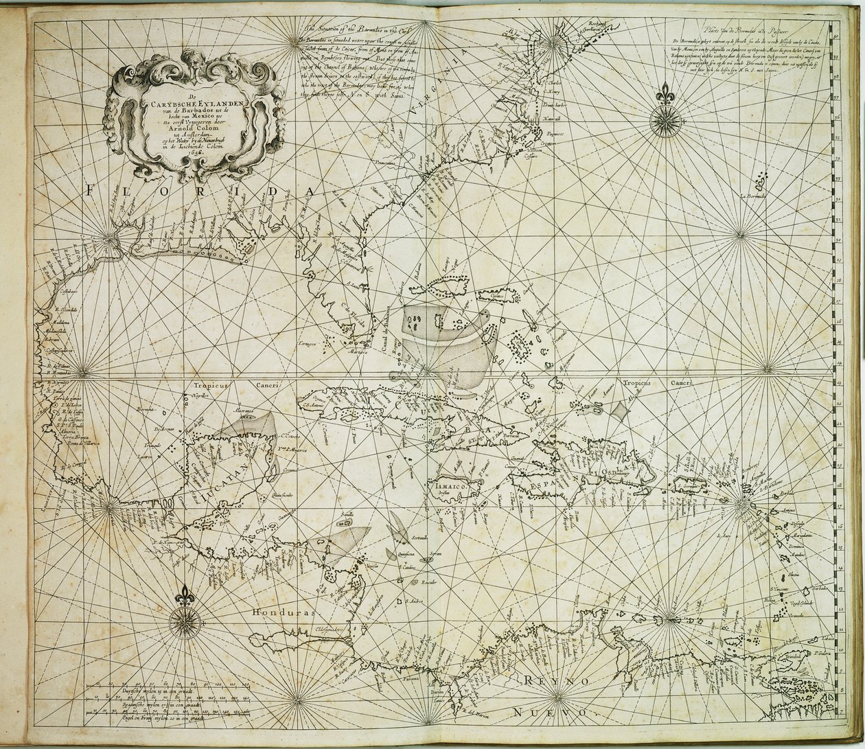 Carybsche Eylanden fra Barbados til Mexicos krumning af Arnold & Colom Jacob Aertsz (1600 73) Colom