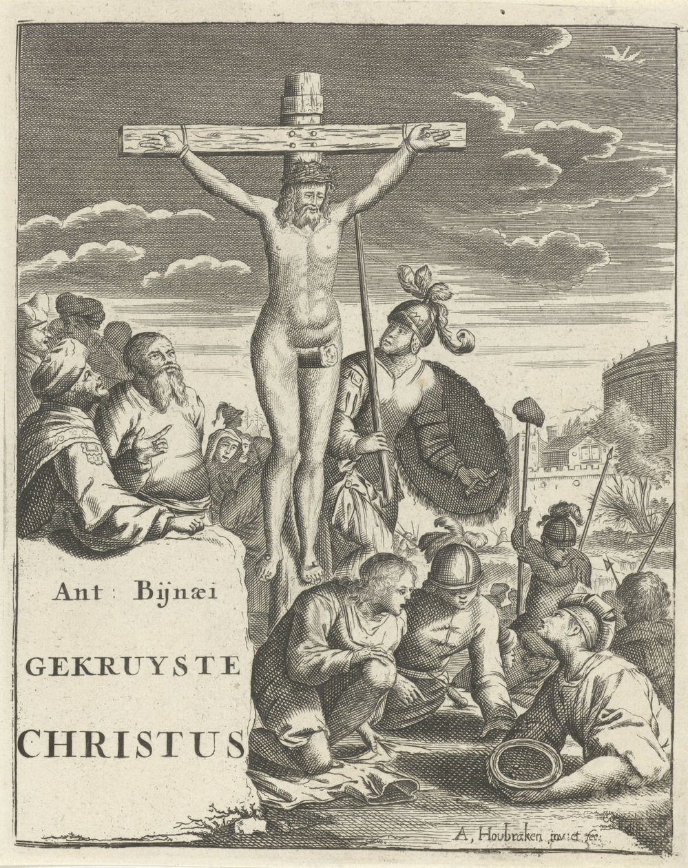 Kristus på korset Titelblad for: A. Bynaeus, Kristus korsfæstet, 1725 af Arnold Houbraken