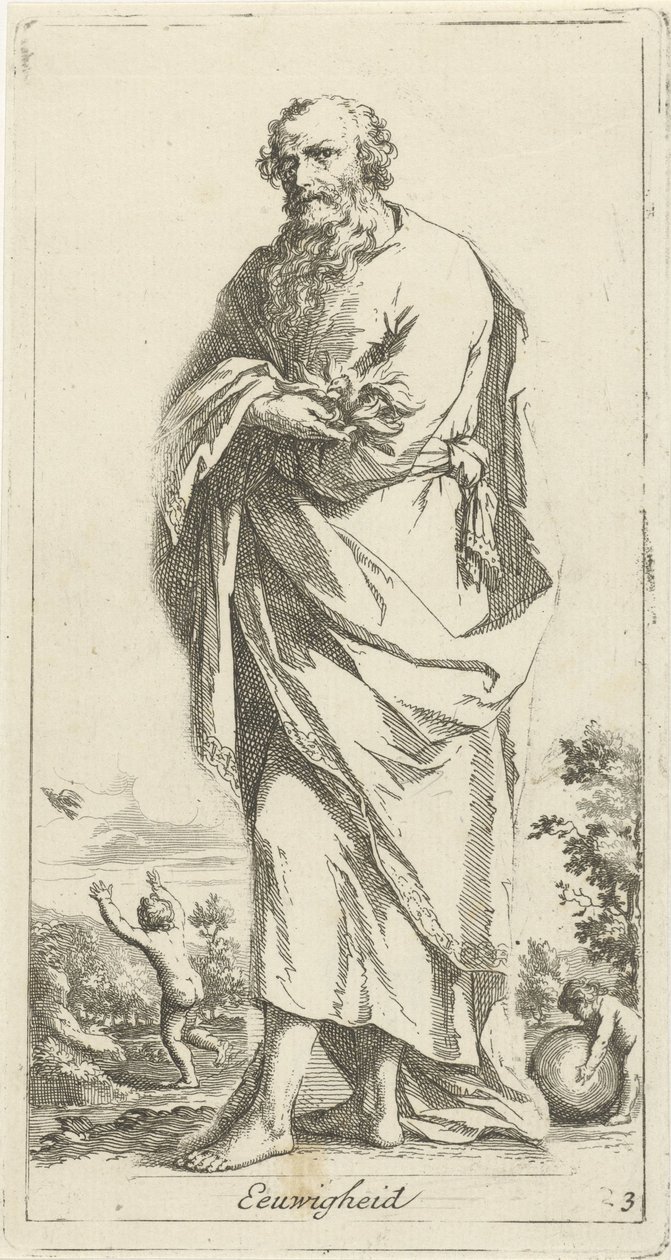 Personificeret evighed Eternity (titel på objekt) Enogfyrre stykker, flere Sinne-statuer (serietitel) af Arnold Houbraken