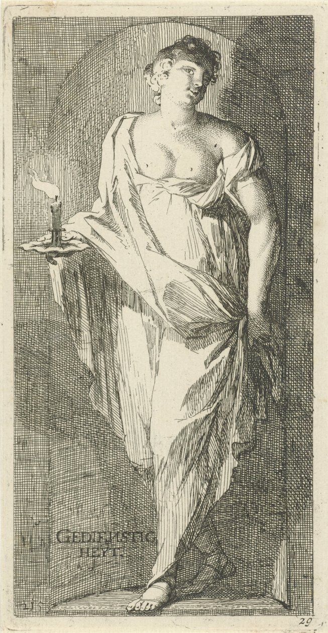 Personificering af lydigheden Brugbarhed (titel på objekt) Enogfyrre stykker, flere Sinne-statuer (serietitel) af Arnold Houbraken