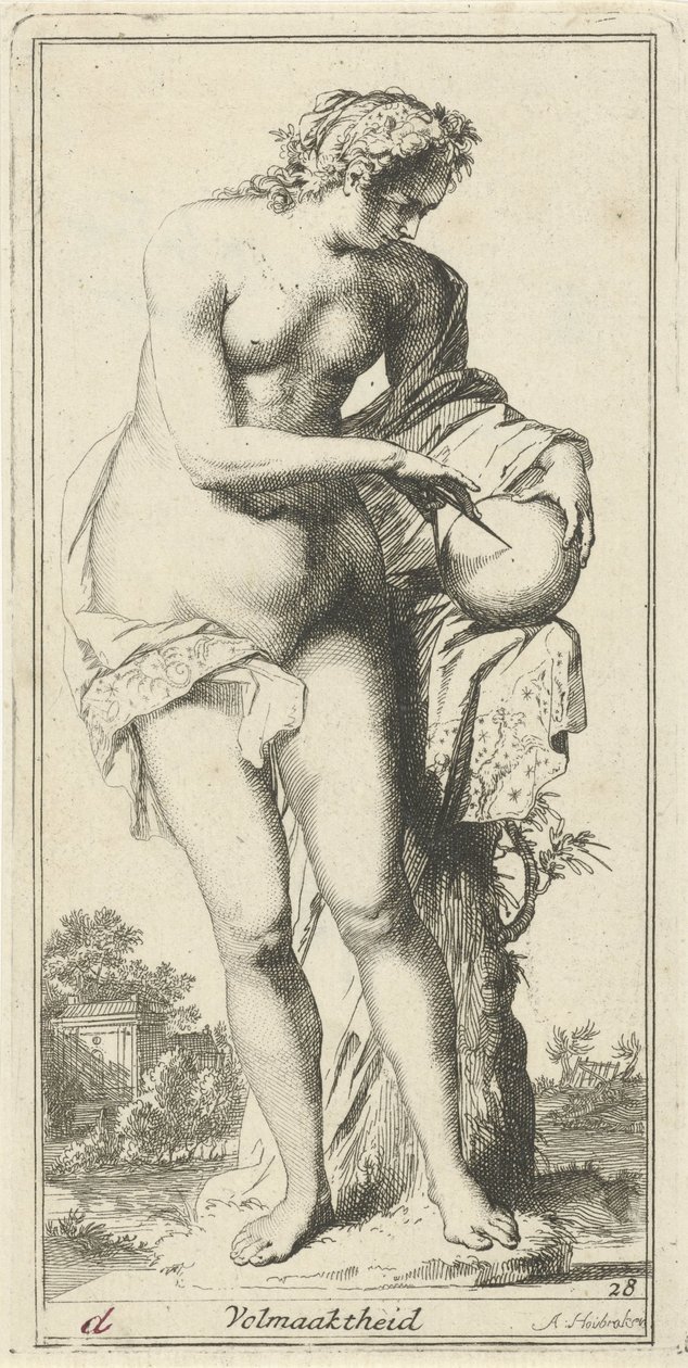 Personificering af perfektion Perfektion (titel på objekt) Enogfyrre stykker, flere Sinne-statuer (serietitel) af Arnold Houbraken