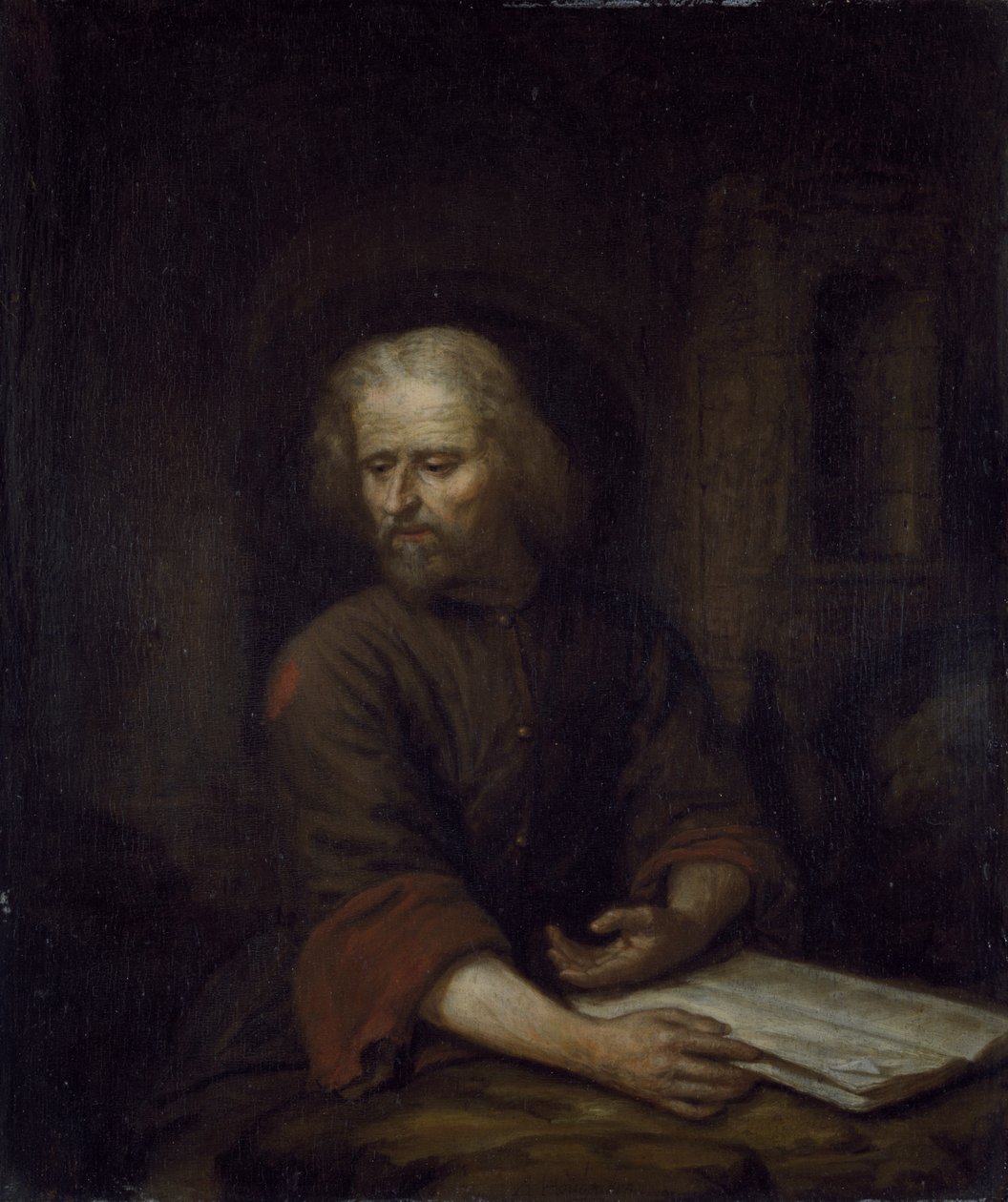 St. Jerome (olie på panel) af Arnold Houbraken