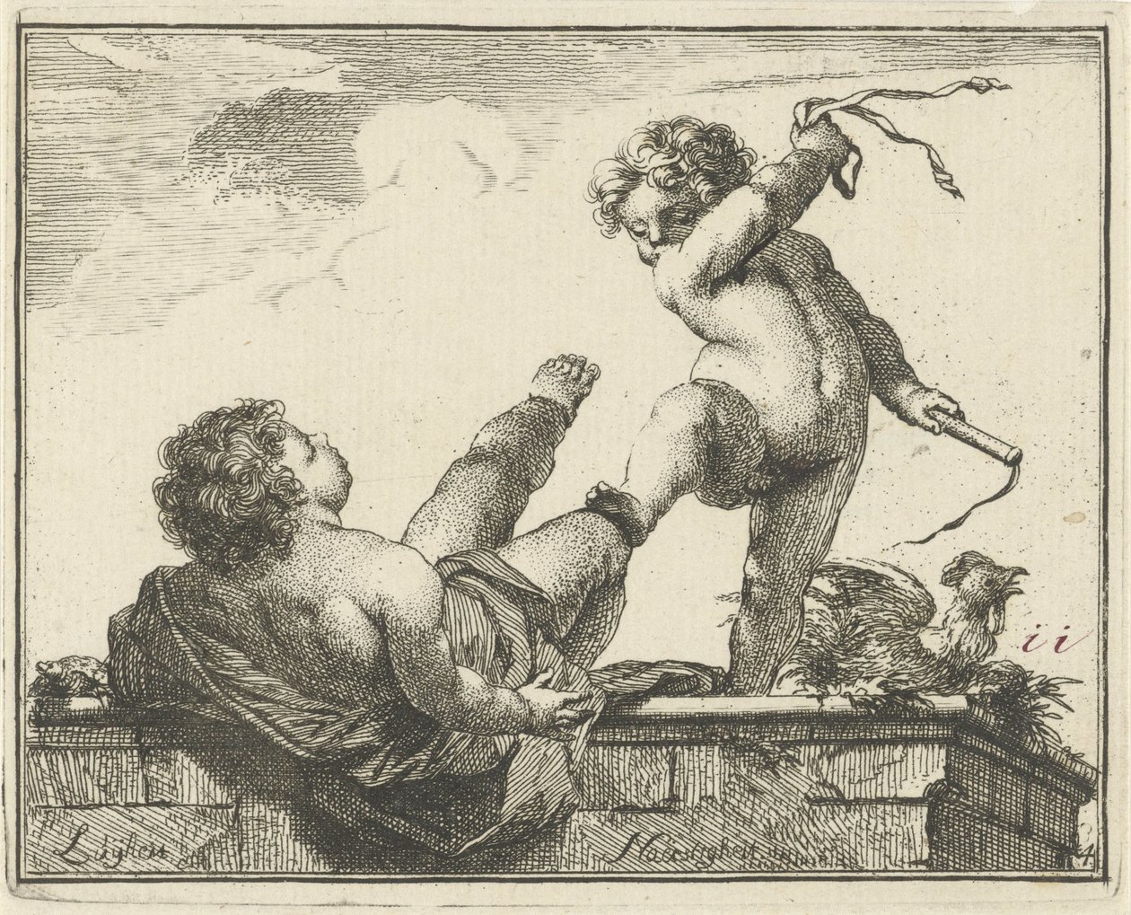 Flid overmander Dovenskab Luijheit Naerstigheit (titel på objekt) Enogfyrre stykker, flere Sinne-statuer (serietitel) af Arnold Houbraken