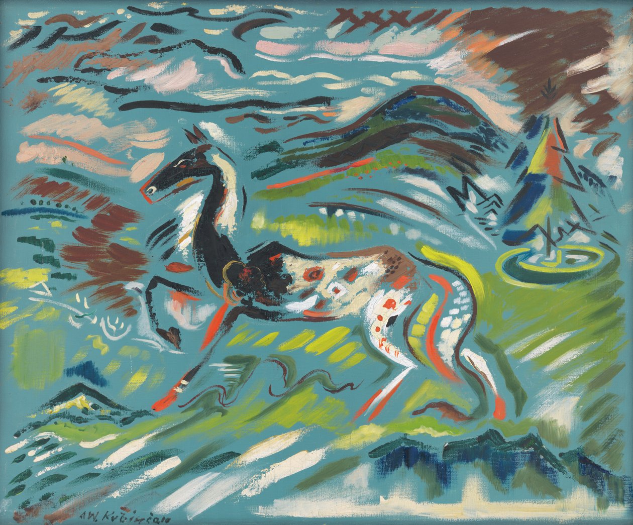 Hest, ca. 1940 (olie på lærred) af Arnold Peter Weisz Kubincan