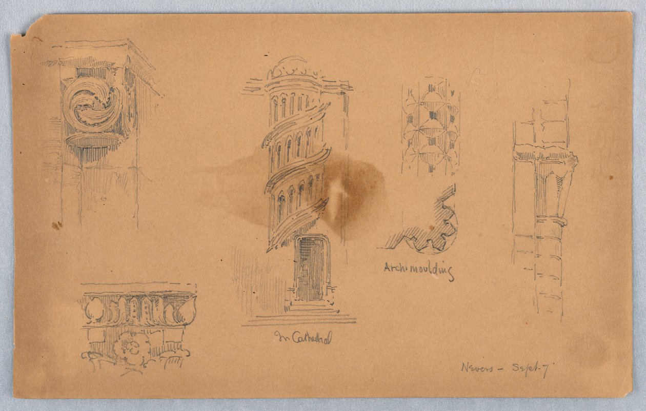 Arkitektoniske detaljer på Nevers af Arnold William Brunner