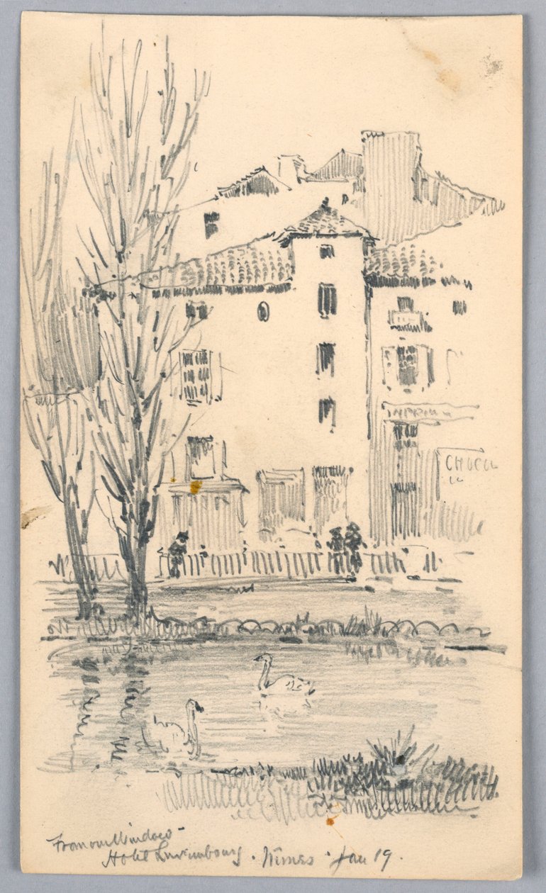 Hotel Luxembourg, Nîmes – fra vores vindue af Arnold William Brunner
