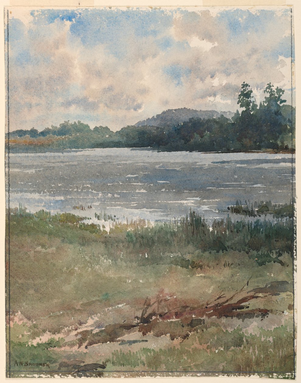Landskab ved søen af Arnold William Brunner