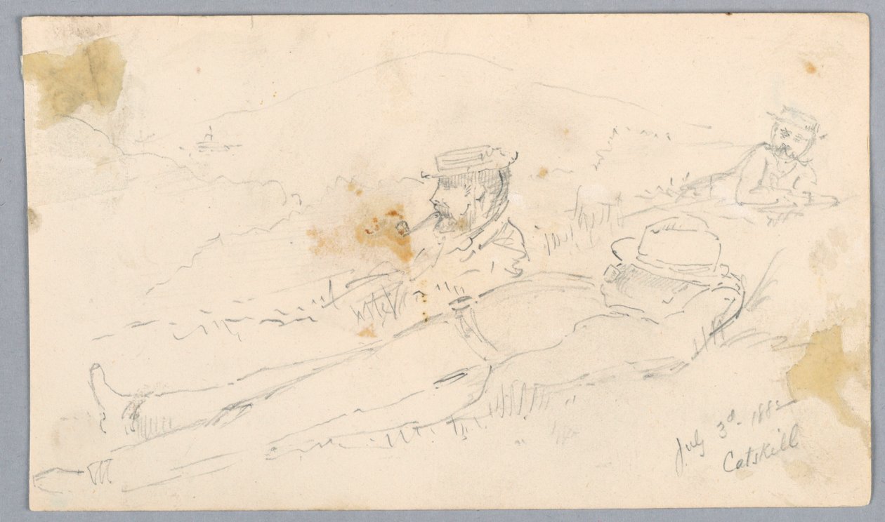 Mænd hviler på Catskill Hillside af Arnold William Brunner