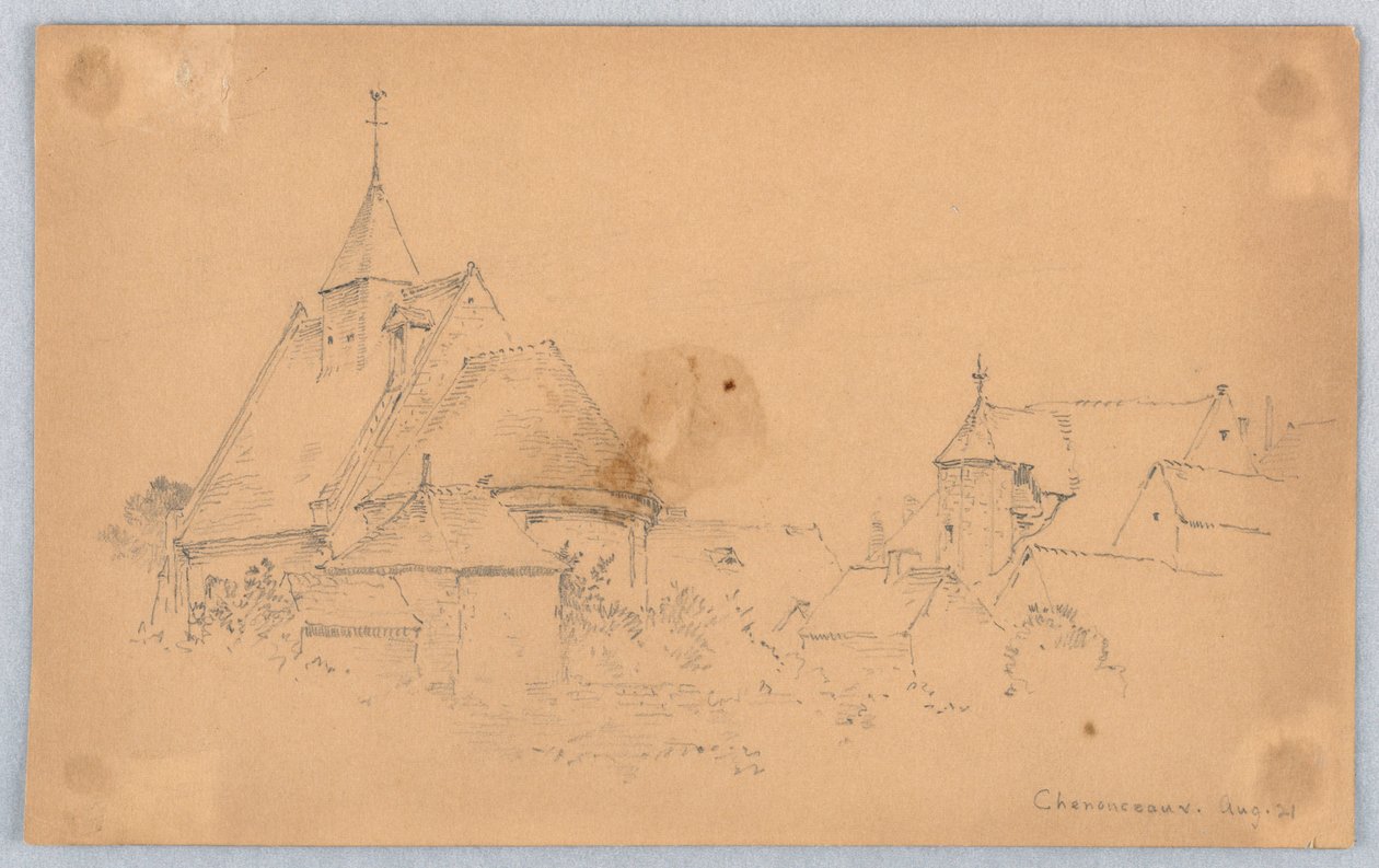 Skitse af Chenonceaux af Arnold William Brunner