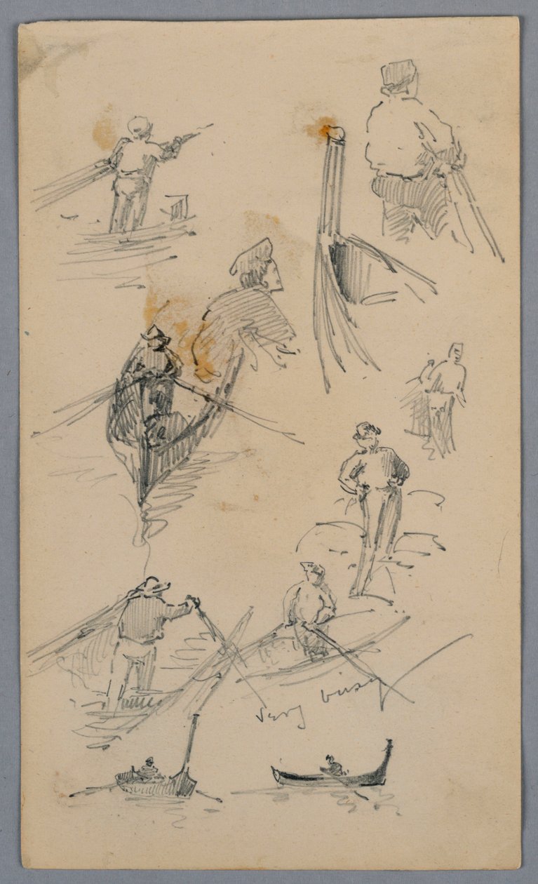 Skitser af figurer på både af Arnold William Brunner