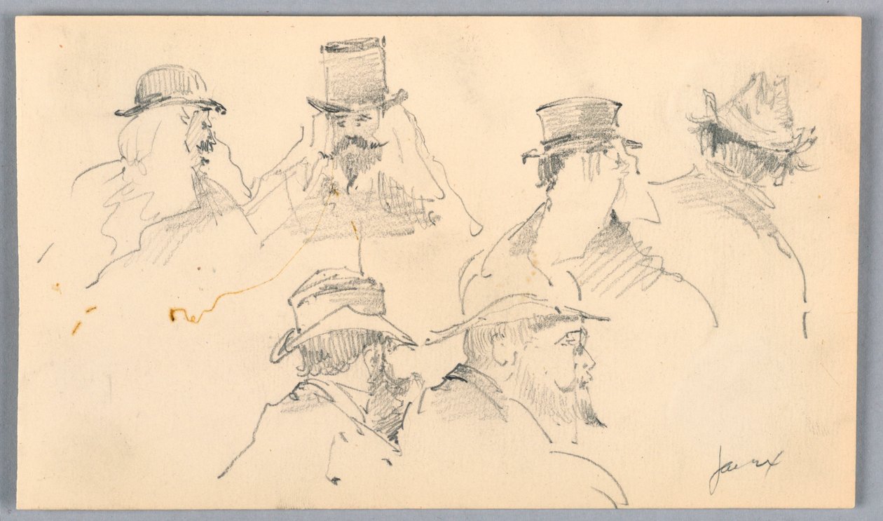 Skitser af mænds hoveder af Arnold William Brunner