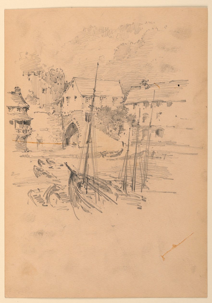 Lille fiskerihavn af Arnold William Brunner
